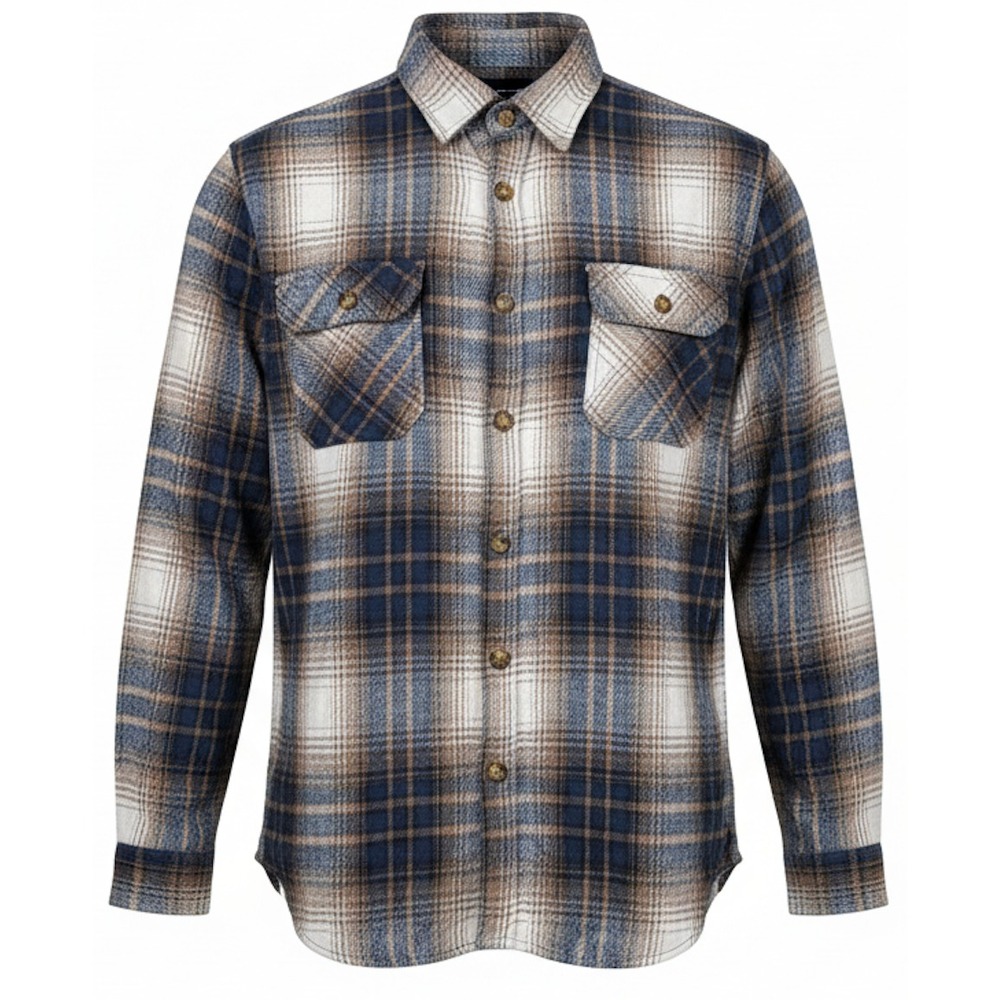 Molokai Long‎ Sleeve Flannel Shirt - NWT Mens Medium Navy / Brown - #48365-A10
